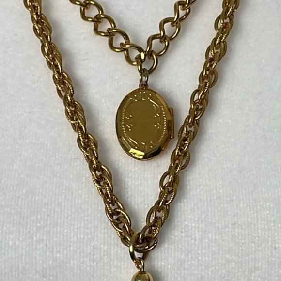 VINTAGE Double Chain Locket &  Tassel Charm Pendants - Picture 2 of 10